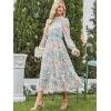 imageANRABESS Womens Fall Vacation Guest Dress 2025 Long Sleeve Mock Neck Mesh Floral Boho Flowy Casual Tea Party Midi DressesFloral Blue Pink