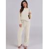 imageANRABESS Womens Fuzzy Fleece Pajama Sets 2 Piece Outfits Long Sleeve Top Wide Leg Pants Lounge Matching Set 2025 Fall WinterBeige