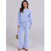 imageANRABESS Womens Fuzzy Fleece Pajama Sets 2 Piece Outfits Long Sleeve Top Wide Leg Pants Lounge Matching Set 2025 Fall WinterBlue