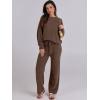 imageANRABESS Womens Fuzzy Fleece Pajama Sets 2 Piece Outfits Long Sleeve Top Wide Leg Pants Lounge Matching Set 2025 Fall WinterBrown