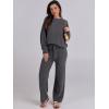 imageANRABESS Womens Fuzzy Fleece Pajama Sets 2 Piece Outfits Long Sleeve Top Wide Leg Pants Lounge Matching Set 2025 Fall WinterDeep Gray