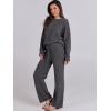 imageANRABESS Womens Fuzzy Fleece Pajama Sets 2 Piece Outfits Long Sleeve Top Wide Leg Pants Lounge Matching Set 2025 Fall WinterDeep Gray