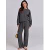 imageANRABESS Womens Fuzzy Fleece Pajama Sets 2 Piece Outfits Long Sleeve Top Wide Leg Pants Lounge Matching Set 2025 Fall WinterDeep Gray