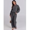 imageANRABESS Womens Fuzzy Fleece Pajama Sets 2 Piece Outfits Long Sleeve Top Wide Leg Pants Lounge Matching Set 2025 Fall WinterDeep Gray