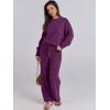 imageANRABESS Womens Fuzzy Fleece Pajama Sets 2 Piece Outfits Long Sleeve Top Wide Leg Pants Lounge Matching Set 2025 Fall WinterDeep Viole