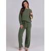 imageANRABESS Womens Fuzzy Fleece Pajama Sets 2 Piece Outfits Long Sleeve Top Wide Leg Pants Lounge Matching Set 2025 Fall WinterLawn Green