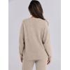 imageANRABESS Womens Fuzzy Fleece Pajama Sets 2 Piece Outfits Long Sleeve Top Wide Leg Pants Lounge Matching Set 2025 Fall WinterLight Khaki