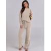 imageANRABESS Womens Fuzzy Fleece Pajama Sets 2 Piece Outfits Long Sleeve Top Wide Leg Pants Lounge Matching Set 2025 Fall WinterLight Khaki