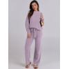 imageANRABESS Womens Fuzzy Fleece Pajama Sets 2 Piece Outfits Long Sleeve Top Wide Leg Pants Lounge Matching Set 2025 Fall WinterPurple