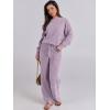 imageANRABESS Womens Fuzzy Fleece Pajama Sets 2 Piece Outfits Long Sleeve Top Wide Leg Pants Lounge Matching Set 2025 Fall WinterPurple