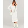 imageANRABESS Womens Long Sleeve Fall Dress 2025 V Neck Aline Tie Waist Ribbed Knit Bodycon Midi Sweater Dresses White Small