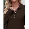 imageANRABESS Womens Long Sleeve Polo Sweaters Knit Button Shirt Lightweight Dressy Casual Basic Pullover Tops 2025 Fall FashionCoffee