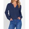 imageANRABESS Womens Long Sleeve Shirts 2025 Fall Henley Business Dressy Casual Tops V Neck Button Down TShirts Work BlousesNavy Blue