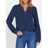 imageANRABESS Womens Long Sleeve Shirts 2025 Fall Henley Business Dressy Casual Tops V Neck Button Down TShirts Work BlousesNavy Blue
