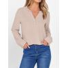 imageANRABESS Womens Long Sleeve Shirts 2025 Fall Henley Business Dressy Casual Tops V Neck Button Down TShirts Work BlousesParchment