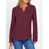 imageANRABESS Womens Long Sleeve Shirts 2025 Fall Henley Business Dressy Casual Tops V Neck Button Down TShirts Work BlousesWine Red