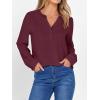 imageANRABESS Womens Long Sleeve Shirts 2025 Fall Henley Business Dressy Casual Tops V Neck Button Down TShirts Work BlousesWine Red