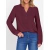 imageANRABESS Womens Long Sleeve Shirts 2025 Fall Henley Business Dressy Casual Tops V Neck Button Down TShirts Work BlousesWine Red