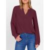 imageANRABESS Womens Long Sleeve Shirts 2025 Fall Henley Business Dressy Casual Tops V Neck Button Down TShirts Work BlousesWine Red