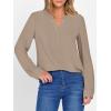 imageANRABESS Womens Long Sleeve Shirts 2025 Fall Henley Business Dressy Casual Tops V Neck Button Down TShirts Work BlousesYellow Khaki