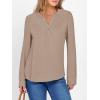 imageANRABESS Womens Long Sleeve Shirts 2025 Fall Henley Business Dressy Casual Tops V Neck Button Down TShirts Work BlousesYellow Khaki