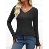 imageANRABESS Womens Long Sleeve Shirts V Neck Lightweight Sweater Tops 2025 Fall Dressy Casual Work Tunic BlouseBlack