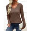 imageANRABESS Womens Long Sleeve Shirts V Neck Lightweight Sweater Tops 2025 Fall Dressy Casual Work Tunic BlouseBrown