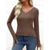 imageANRABESS Womens Long Sleeve Shirts V Neck Lightweight Sweater Tops 2025 Fall Dressy Casual Work Tunic BlouseBrown