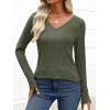 imageANRABESS Womens Long Sleeve Shirts V Neck Lightweight Sweater Tops 2025 Fall Dressy Casual Work Tunic BlouseDeep Green