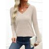 imageANRABESS Womens Long Sleeve Shirts V Neck Lightweight Sweater Tops 2025 Fall Dressy Casual Work Tunic BlouseLight Khaki