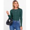 imageANRABESS Womens Long Sleeve Slim Fit Crewneck Lightweight Sweaters 2025 Fall Winter Basic Fitted Rib Knit Pullover TopsDark Green