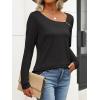 imageANRABESS Womens Long Sleeve Tops Asymmetrical Buttons Neck Tunic Shirts Dressy Casual Blouse 2025 Fall OutfitsBlack