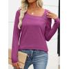 imageANRABESS Womens Long Sleeve Tops Asymmetrical Buttons Neck Tunic Shirts Dressy Casual Blouse 2025 Fall OutfitsFuchsia