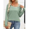 imageANRABESS Womens Long Sleeve Tops Asymmetrical Buttons Neck Tunic Shirts Dressy Casual Blouse 2025 Fall OutfitsLight Green