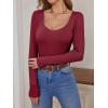 imageANRABESS Womens Long Sleeve Tops Sweetheart Neck Ribbed Knit Slim Fitted Shirts Basic Layer Tees 2025 Fall OutfitsWine Red