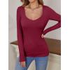 imageANRABESS Womens Long Sleeve Tops Sweetheart Neck Ribbed Knit Slim Fitted Shirts Basic Layer Tees 2025 Fall OutfitsWine Red