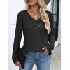 imageANRABESS Womens Long Sleeve Tunic Tops for Leggings Casual V Neck Button Shirts 2025 Fall Light Pullover Sweaters BlouseBlack