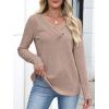 imageANRABESS Womens Long Sleeve Tunic Tops for Leggings Casual V Neck Button Shirts 2025 Fall Light Pullover Sweaters BlouseKhaki