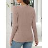 imageANRABESS Womens Long Sleeve Tunic Tops for Leggings Casual V Neck Button Shirts 2025 Fall Light Pullover Sweaters BlouseKhaki