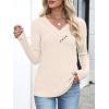 imageANRABESS Womens Long Sleeve Tunic Tops for Leggings Casual V Neck Button Shirts 2025 Fall Light Pullover Sweaters BlouseYellow Beige