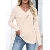 imageANRABESS Womens Long Sleeve Tunic Tops for Leggings Casual V Neck Button Shirts 2025 Fall Light Pullover Sweaters BlouseYellow Beige