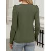 imageANRABESS Womens Puff Long Sleeve Shirts Crewneck Fall Tops Basic Dressy Casual Blouses 2025 Trendy OutfitsArmy Green