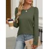 imageANRABESS Womens Puff Long Sleeve Shirts Crewneck Fall Tops Basic Dressy Casual Blouses 2025 Trendy OutfitsArmy Green