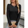 imageANRABESS Womens Puff Long Sleeve Shirts Crewneck Fall Tops Basic Dressy Casual Blouses 2025 Trendy OutfitsBlack