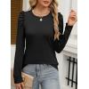 imageANRABESS Womens Puff Long Sleeve Shirts Crewneck Fall Tops Basic Dressy Casual Blouses 2025 Trendy OutfitsBlack