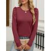 imageANRABESS Womens Puff Long Sleeve Shirts Crewneck Fall Tops Basic Dressy Casual Blouses 2025 Trendy OutfitsBurgundy