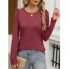 imageANRABESS Womens Puff Long Sleeve Shirts Crewneck Fall Tops Basic Dressy Casual Blouses 2025 Trendy OutfitsBurgundy