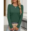 imageANRABESS Womens Puff Long Sleeve Shirts Crewneck Fall Tops Basic Dressy Casual Blouses 2025 Trendy OutfitsDark Green