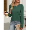 imageANRABESS Womens Puff Long Sleeve Shirts Crewneck Fall Tops Basic Dressy Casual Blouses 2025 Trendy OutfitsDark Green