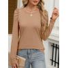imageANRABESS Womens Puff Long Sleeve Shirts Crewneck Fall Tops Basic Dressy Casual Blouses 2025 Trendy OutfitsDeep Khaki